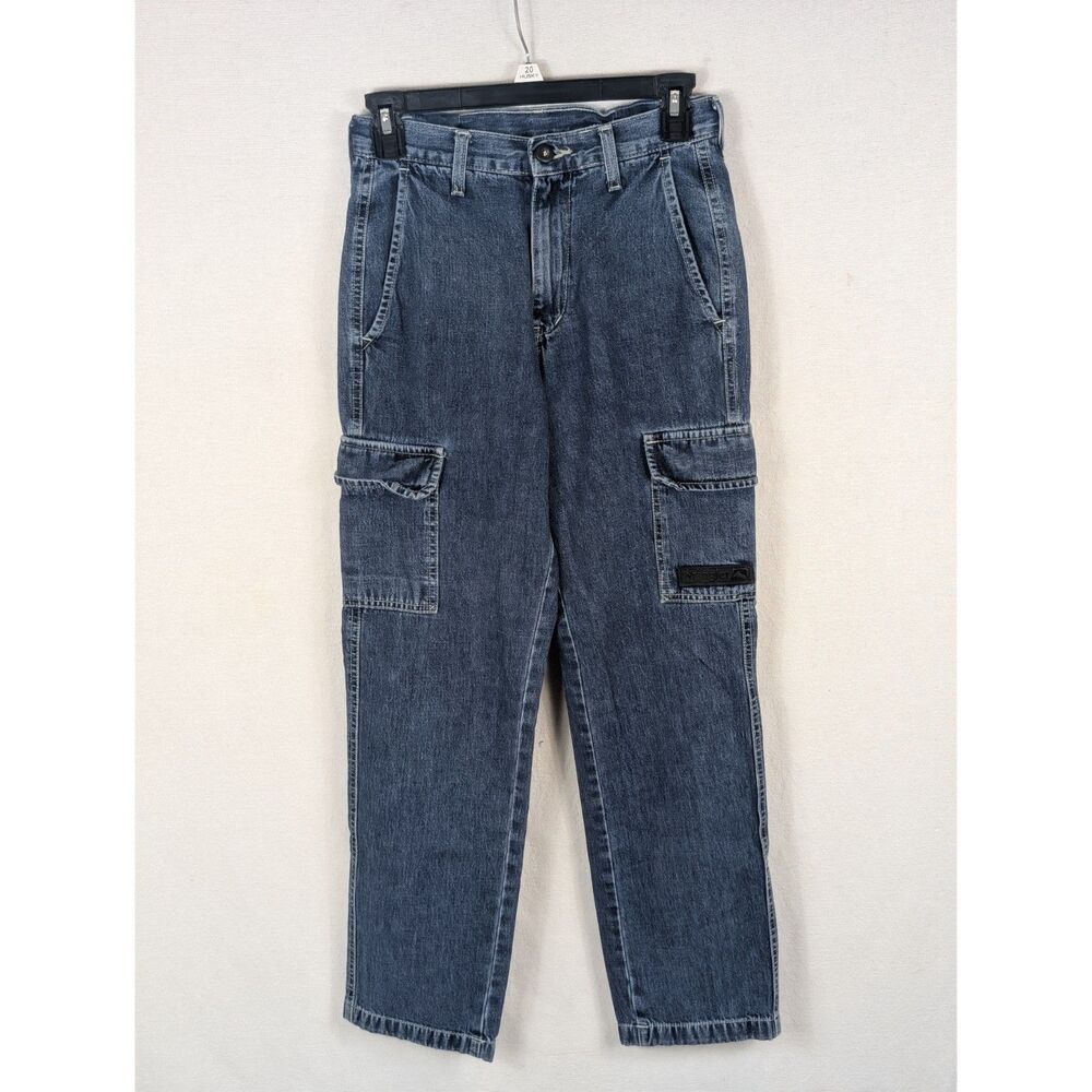Wrangler Loose Fit Denim Cargo Jeans Blue Men's Size 28
